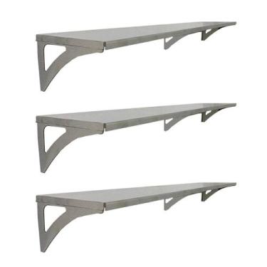 Imagem de Prateleira Aço Inox Parede Decoração 97x21 EG Multiuso 3U - INOX LAURI