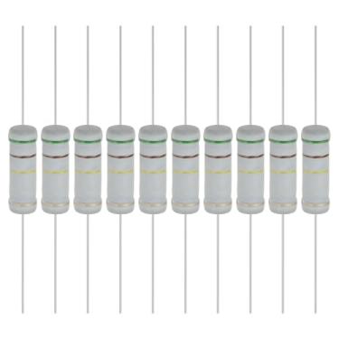 Imagem de YOKIVE 10 resistores de filme de óxido metálico de 510K Ohm 5 watts, 5% de chumbo axial de resistor de tolerância | À prova de chamas para circuitos eletrônicos DIY, projetos de áudio e vídeo