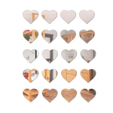 Imagem de Kit com 5 Espelhos Decorativos em Formato de Coração – Para Sala, Quarto e Cozinha(Mini Corações Espelho 20 Pçs)