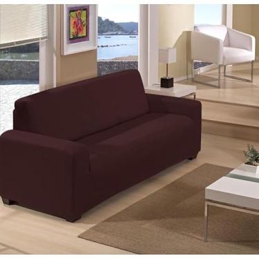 Imagem de Capa De Sofá Lisa Coladinha 2 ou 3 Lugares/de Poltrona 1 Lugar Malha Dupla(Marrom,Capa de 3 Lugares)