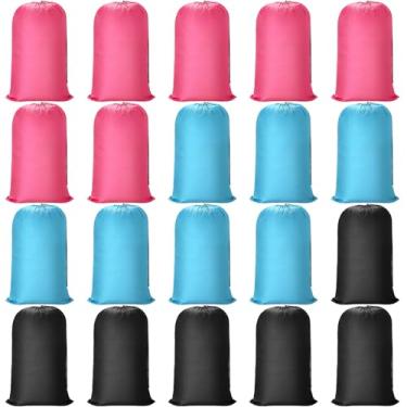 Imagem de Nuogo 20 peças de saco de lavanderia lavável para viagem com fecho de cordão grande resistente para barraca de acampamento, cobertores de roupas sujas, armazenamento de tecido, vários usos (preto