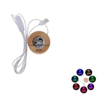 Imagem de Base De Luz Noturna LED USB RGB De Madeira, Luminária Decorativa Para 