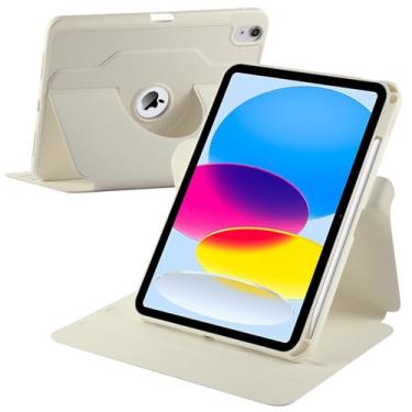 Imagem de YeaQuelior Capa giratória para iPad (A16) 11ª/10ª geração (2025/2022) com suporte para lápis, suporte protetor de rotação de 360 graus, traseira transparente, despertar/hibernar automático (branca)
