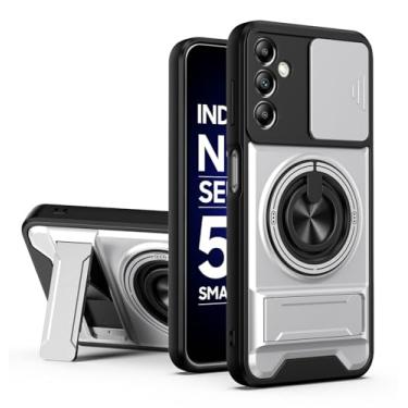 Imagem de SORAKA Capa para Samsung Galaxy A14 5G com suporte,proteção de lente com janela e capa dupla de PC e TPU compatível com suporte magnético para carro