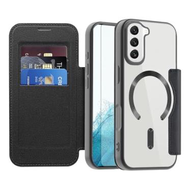 Imagem de Asuwish Capa de celular para Samsung Galaxy S22 5G capa carteira magnética com protetor de tela de vidro temperado flip porta-cartão de crédito bloqueio RFID acessórios para celular S 22 22S 4G G5
