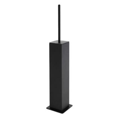 Imagem de BGL Conjunto de escova de vaso sanitário com suporte, suporte de alumínio preto fosco para banheiro, escova e suporte, design quadrado