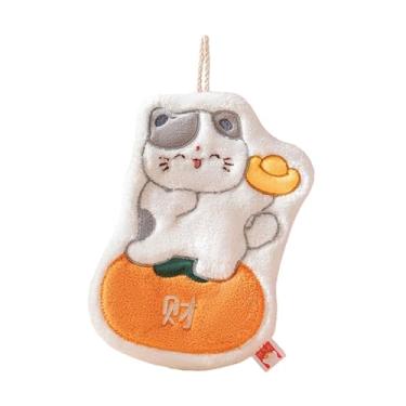 Imagem de Bothyi Toalha de mão reutilizável com estampa de gato da sorte, ideal para cozinha e banheiro. Perfeita para casa, apartamento ou hotel, Laranja