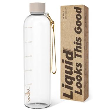 Imagem de Opard Garrafa de água fina de 947 ml, lavável na lava-louças, garrafa de água de plástico livre de BPA, tampa de rosca à prova de vazamento, creme transparente, reutilizável para viagens, escola