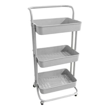 Imagem de Carrinho Organizador Com Rodinhas Manicure Banheiro Lavanderia 3 Prateleiras(branco)
