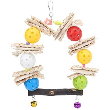Imagem de SIWOTED Pássaro Pendurado Balanço Folhas de Milho Ossos de Choco Bola de Plástico Animal de Estimação Gaiola de Pássaro Balanço Brinquedo de Mascar