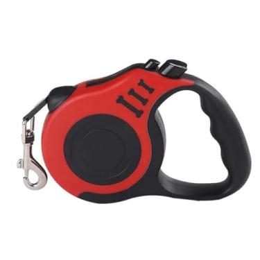 Imagem de Guia Retrátil para Cachorros e Gatos 5m – Coleira com Trava de Segurança, Design Ergonômico e Qualidade Premium para Passeios – Cores Variadas (Vermelho e Preto)