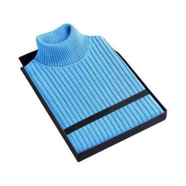 Imagem de Suéter Masculino De Lã Gola Alta Manga Longa Slim Fit Pesado Casual Li