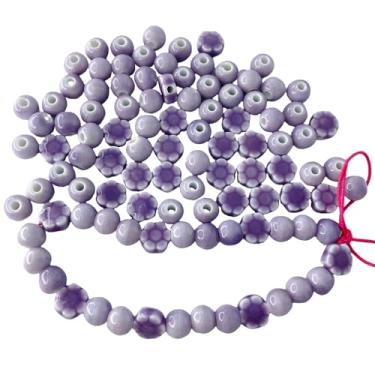 Imagem de MaryLavender Miçangas de porcelana redondas de cerâmica espaçador de porcelana kit de miçangas para artesanato DIY joias pulseira colar fazer artesanato DIY para mulheres acima de 12 anos 70 peças