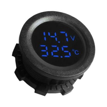 Imagem de Voltímetro Digital Redondo 12-24V Para Carro, Moto, Barco, Exibição De