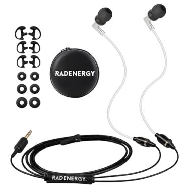 Imagem de RadEnergy Fones de ouvido Airtube, fones de ouvido sem EMF, fones de ouvido com tubo de ar com bolsas com zíper, som 3D, controle de volume do microfone, para reuniões de trabalho, dormir, academia
