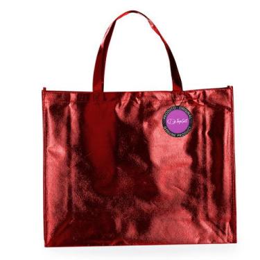 Imagem de Sacola Ecobag em TNT Premium Metalizado 40x50cm Rivera TopGet, Vermelh