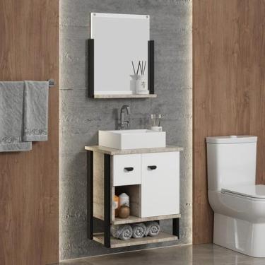 Imagem de Gabinete Suspenso para Banheiro 54cm com Cuba em Mármore Sintético e E