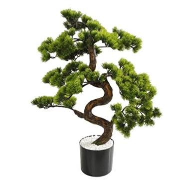 Imagem de SLGGPJBU Plantas falsas plantas artificiais verdes artificiais bonsai simulação de vaso de árvore de plástico ornamentos em vaso para decoração de jardim doméstico plantas artificiais de árvore falsa