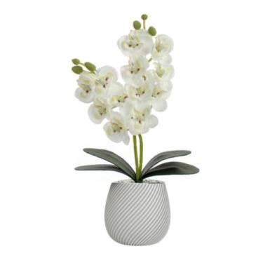 Imagem de Vaso Flores Artificiais Vaso Arranjo Orquideas Decorativas(Branco)