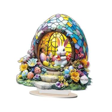 Imagem de Baoblaze Decoração de Páscoa em Acrílico, Placa Plana 2D, Colecionável, Decorativa para Mesa, Prateleira ou Armário, Ideal para Celebrações em Casa