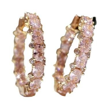 Imagem de Brincos De Argola Femininos De Luxo Com Zircônia Cúbica Quadrada Princ