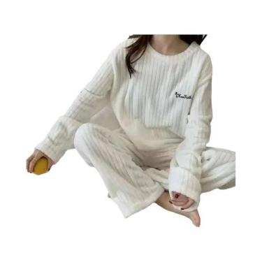 Imagem de Conjunto De Pijama Feminino Em Veludo Coral Macio Jacquard, Roupa Conf