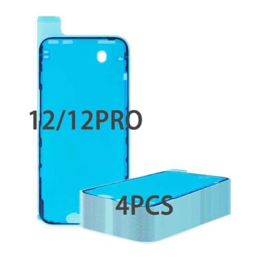 Imagem de Adesivo de vedação de tela à prova d'água (4 peças) para iPhone 12/12 Pro e branco, adesivo de vedação de fita pré-cortado com tela LCD para iPhone 12/12pro