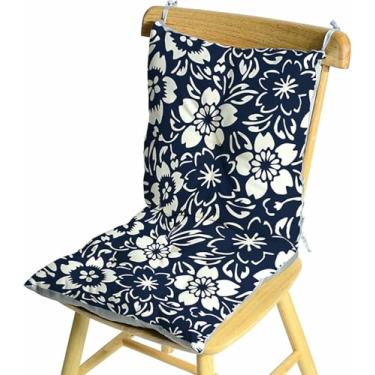 Imagem de Almofada para cadeira de balanço de interior com encosto alto, conjunto de almofadas para cadeiras de pátio japonesas com amarras para cadeiras de jantar e de escritório.