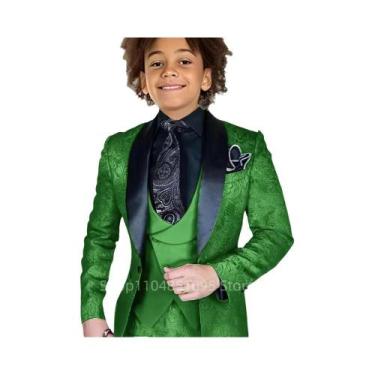 Imagem de Conjunto De Terno Jacquard 3 Peças Para Meninos: Blazer, Colete E Calç
