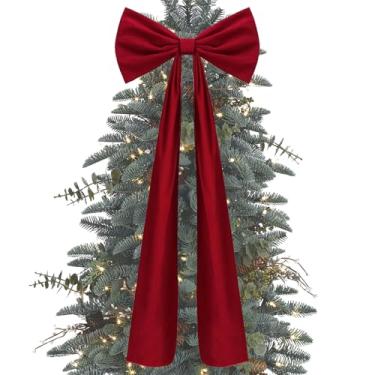 Imagem de Laços para árvore de Natal, decoração de casa de veludo grande – enfeites de enfeite de árvore de Natal, para sala de estar, lareira, porta da frente, guirlanda, jardim, , pátio, exterior