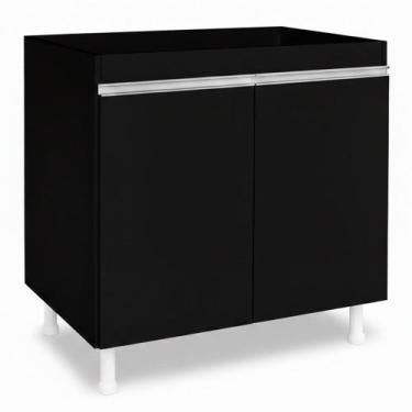 Imagem de Balcão Gabinete Cozinha Lux 79cm 100% MDF 02 Portas Sem Tampo Preto - 