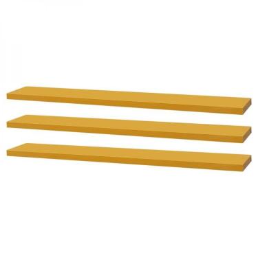 Imagem de Kit 3 Prateleiras 70 X 15cm Amarela Suporte Invisível