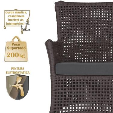 Imagem de 1 Sofá E Mesa Igapó Alumínio Preta Corda Náutica E11 Trama Marrom