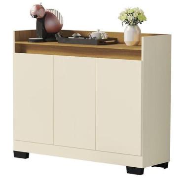 Imagem de Aparador Buffet Sala Lord 3 Portas - Loja DoceLar, Perola/Mel