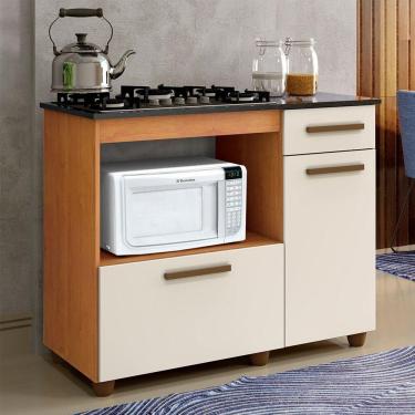 Imagem de Balcão Para Cooktop 04 Bocas 2 Portas 1 Gaveta Violeta Naturalle Com Off White