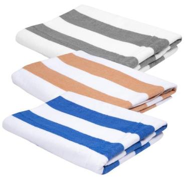 Imagem de Kit 3 Toalhas Banhão Piscina Teka Ibiza 86 X 160CM Cor:AZ-BG-CZ, AZ-BG