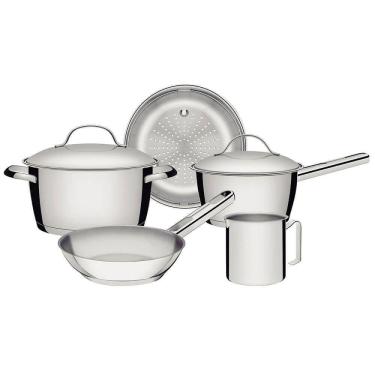 Imagem de Jogo De Panelas Tramontina Allegra Em Aço Inox Com Fundo Triplo 5 Peças 65660280