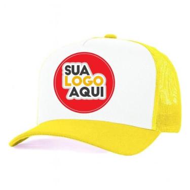 Imagem de Kit 4 Bonés Personalizados DTF Trucker Redinha Tela Aba Curva Cor:Amar
