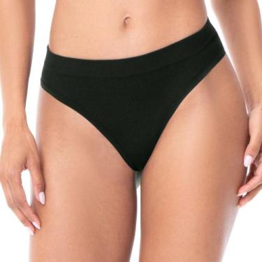 Imagem de Calcinha Biquíni Anatômica Jacquard sem Costura Leve Trama Preto - Zee