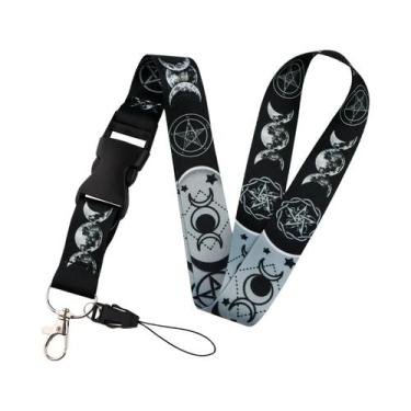 Imagem de Cordão De Pescoço Com Estampa De Borboleta E Lua, Porta-Crachá E Chave