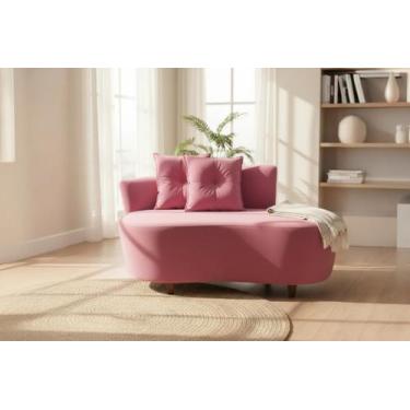 Imagem de Namoradeira Sofá Feijão Suria 150cm Orgânica Suede Rosa - Mansão Decor