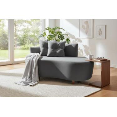 Imagem de Namoradeira Sofá Feijão Suria 150cm Orgânica Couro Cinza - Mansão Deco