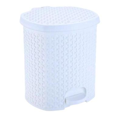 Imagem de Lixeira Cesto De Lixo 6 Litros Rattan Com Pedal E Tampa Banheiro Cosin