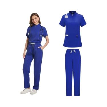 Imagem de Conjunto De Scrubs Médicos Femininos Em 12 Cores, Uniformes De Enferma