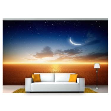 Imagem de Papel De Parede Lua Noite Mar Por Do Sol 3D Lua13