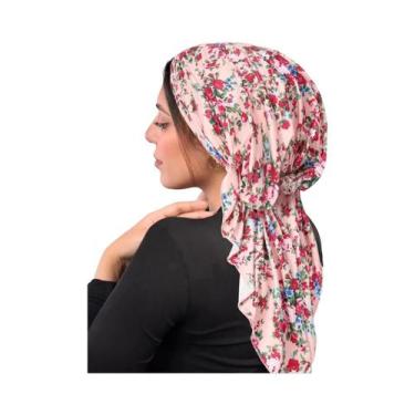 Imagem de Hijab Com Estampa Floral Para O Ramadan, Turbante Macio E Elástico Com