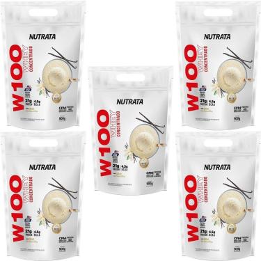 Imagem de Kit 5X W100 Whey Concentrado - 900g Refil Baunilha - Nutrata-Masculino
