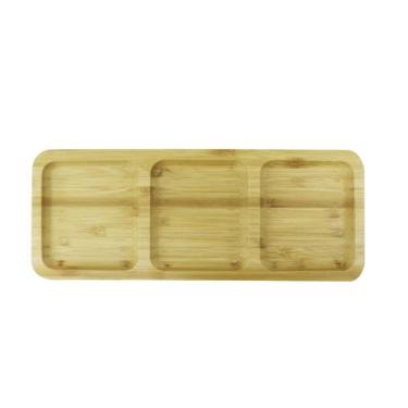 Imagem de Petisqueira em bambu retangular com 3 divisórias 25x10cm - Casita, A