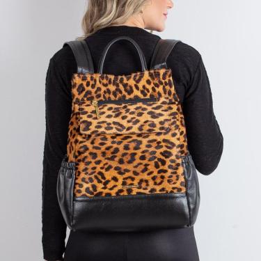 Imagem de Mochila antifurto de couro estampado feminina Suelen-Feminino