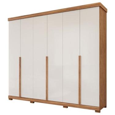 Imagem de Guarda Roupa Copacabana 6 Portas 6 Gavetas e Pés MDF - Panan, Cinamomo